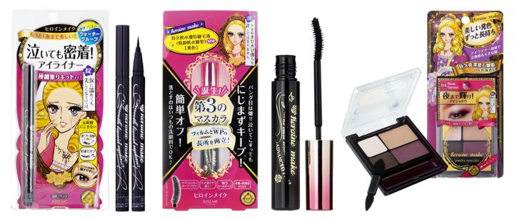 Isehan - Heroine Make Eye Make Up Set: Smooth Liquid Eyeliner (#01 Black) 0.4ml + Long And Curl Mascara (black) 6g + Jewelry Eyecolor (random Color) 4g (limited Edition) 3 Pcs