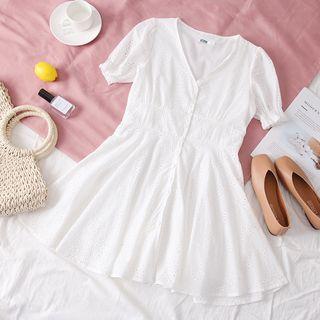 Eyelet V-neck Shirtdress