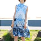 Sleeveless Printed Qipao Dress