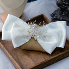Faux Pearl Beaded Bow Hair Clip White - One Size