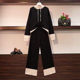 Set: Hood Sweater + Wide Leg Pants