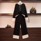 Set: Hood Sweater + Wide Leg Pants