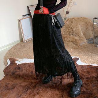 Feather Midi A-line Skirt