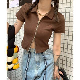 Short-sleeve Slim-fit Zip Polo-shirt