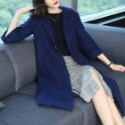 3/4-sleeve Buttoned Long Coat