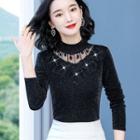 Long-sleeve Paneled Glitter T-shirt (various Designs)