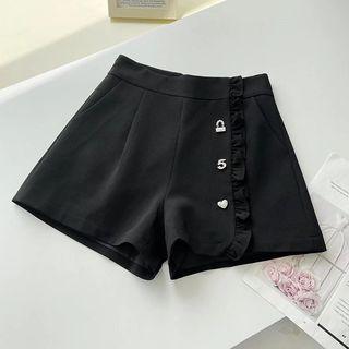 Ruffle Trim Straight Leg Shorts