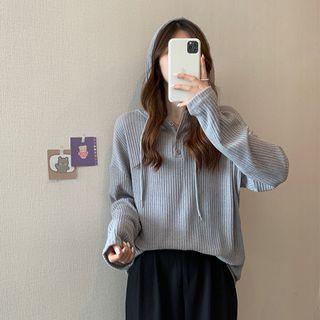 Ribbed Henley Hoodie