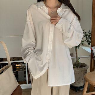 Slit-back Oversized Crepe Shirt