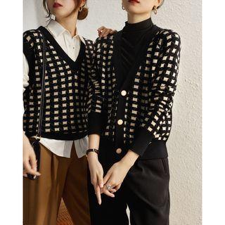 Houndstooth Cardigan / Sweater Vest
