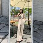 Strap-shoulder Top & Wide-leg Pants Set
