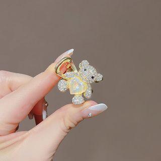 Bear Rhinestone Alloy Hair Clamp Gold - One Size
