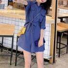 Short-sleeve Tie-waist Shirt Playsuit