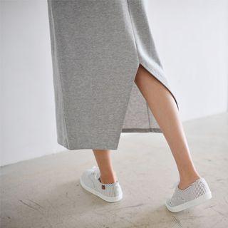 Drawstring-waist Cotton Long Skirt