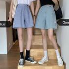 Gingham High-waist Wide-leg Shorts