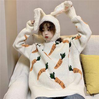Carrot Pattern Turtleneck Sweater