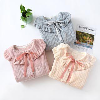 Long-sleeve Buttoned Knit Sleep Dress