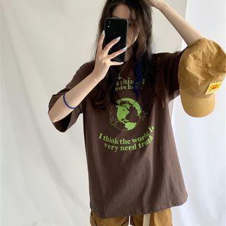 Short Sleeve Printed Loose-fit Vintage T-shirt