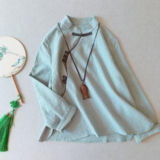 Long-sleeve Mandarin-collar Tunic