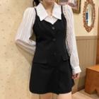 Set: Striped Shirt + Mini Pinafore Dress