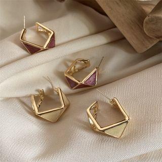 Geometric Glaze Alloy Open Hoop Earring