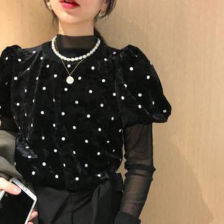 Dotted Short-sleeve Top / Long-sleeve Mesh Top