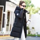 Stand Collar Applique Hooded Padded Coat