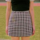 Star Chain-detail Gingham Mini Skirt