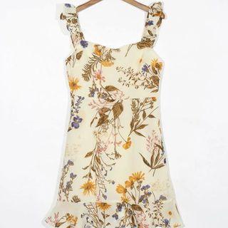 Wide Strap Floral Mini A-line Dress