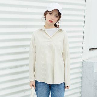 Long-sleeved Striped Blouse