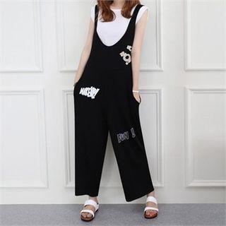 Scoop-neck Lettering Jumpsuit