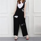 Scoop-neck Lettering Jumpsuit