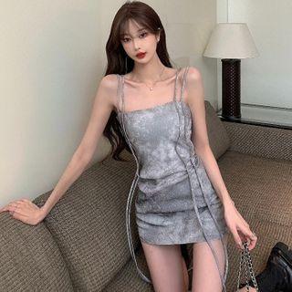 Sleeveless Dyed Skinny Dress As Show In Figure - One Size