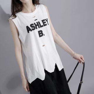 Sleeveless Cutaway Printed T-shirt