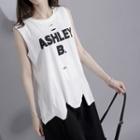 Sleeveless Cutaway Printed T-shirt