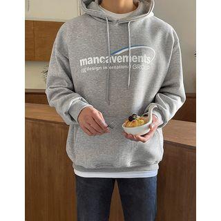 Fleece-lined Letter Kangaroo Hoodie