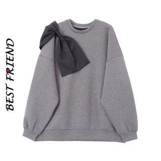 Ribbon Sweatshirt Ribbon - Dark Gray - One Size