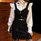 Spaghetti Strap Glittered Crop Top / Mini Skirt / Shirt / Set