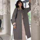 Reversible Gingham Button Long Trench Coat