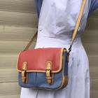 Faux Leather Color Block Buckled Crossbody Bag As Shown In Figure - One Size