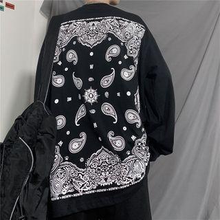 Long-sleeve Paisley Print T-shirt