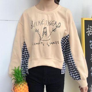 Patchwork Crewneck Sweater As Shown In Figure - One Size