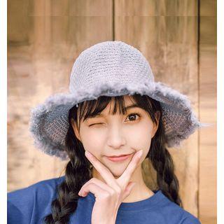 Frill Trim Knit Bucket Hat
