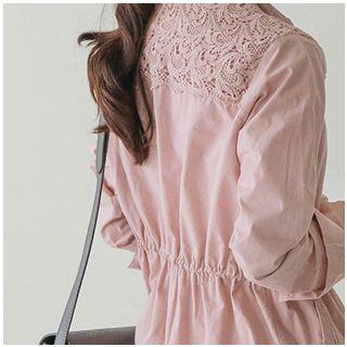 High-neck Lace-shoulder Parka