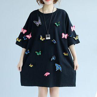 Elbow-sleeve Butterfly T-shirt