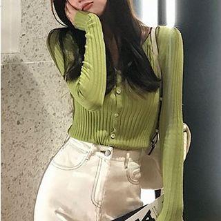 V-neck Button Knit Top