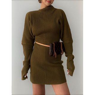 Turtleneck Plain Knit Sweater / Turtleneck Plain Knit Slim-fit Dress (various Design)