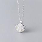 Shell & Starfish Rhinestone Pendant Sterling Silver Necklace 925 Silver - Silver - One Size
