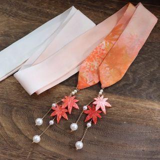 Maple Leaf Print Hair Tie / Maple Leaf Hair Stick