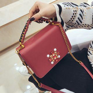 Beaded Chain Strap Crossbody Bag